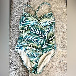 Time and Tru’s One-Piece Swimsuit with open lace-up back